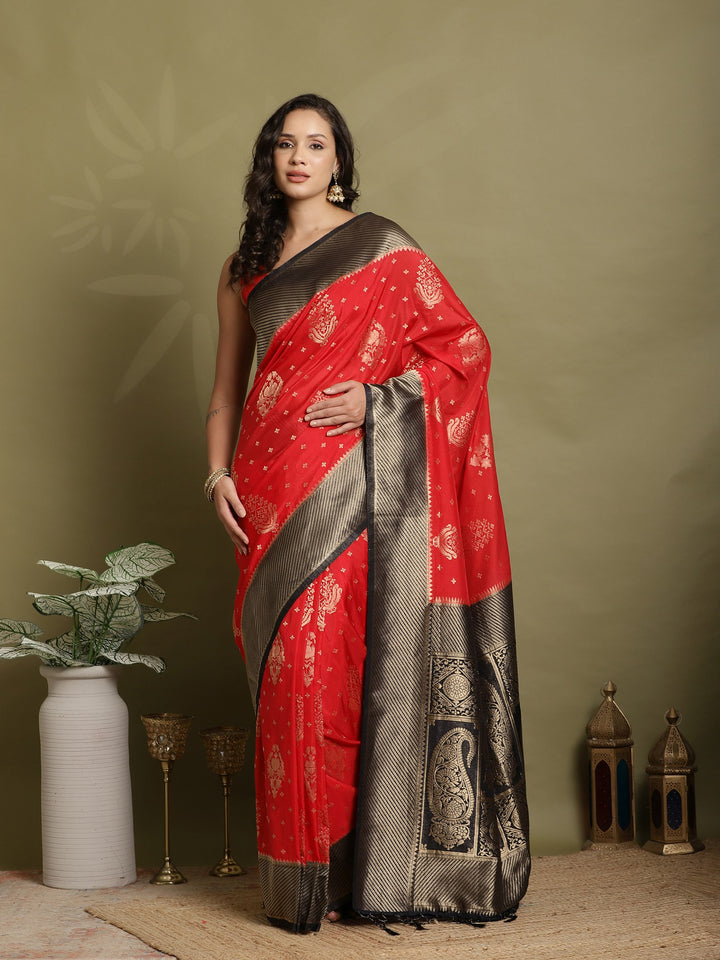 Zari Booti Woven  Crepe Saree