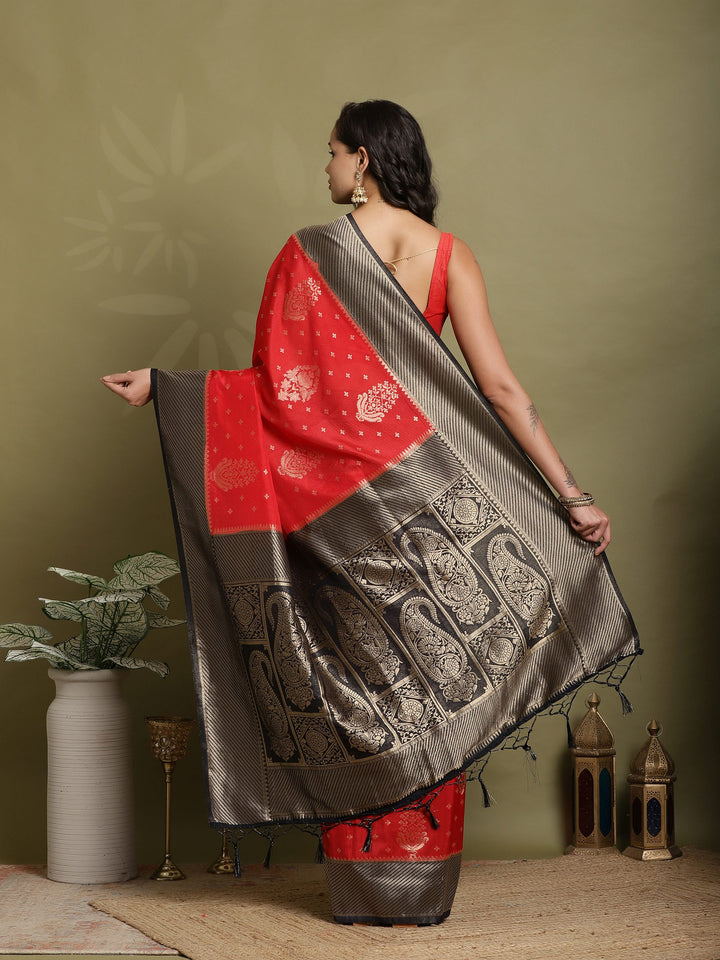 Zari Booti Woven  Crepe Saree