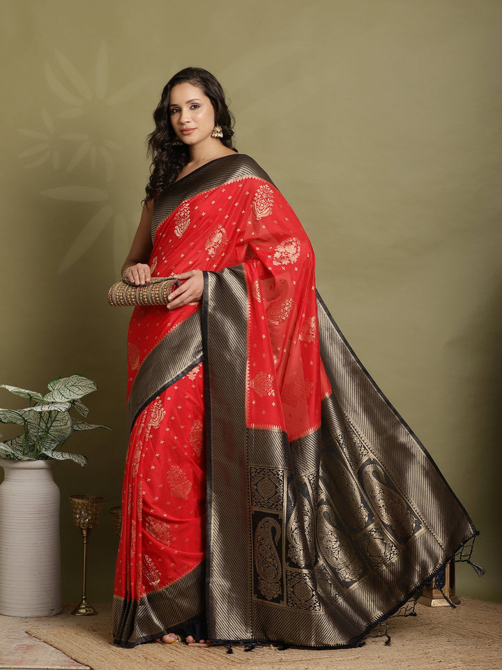 Zari Booti Woven  Crepe Saree