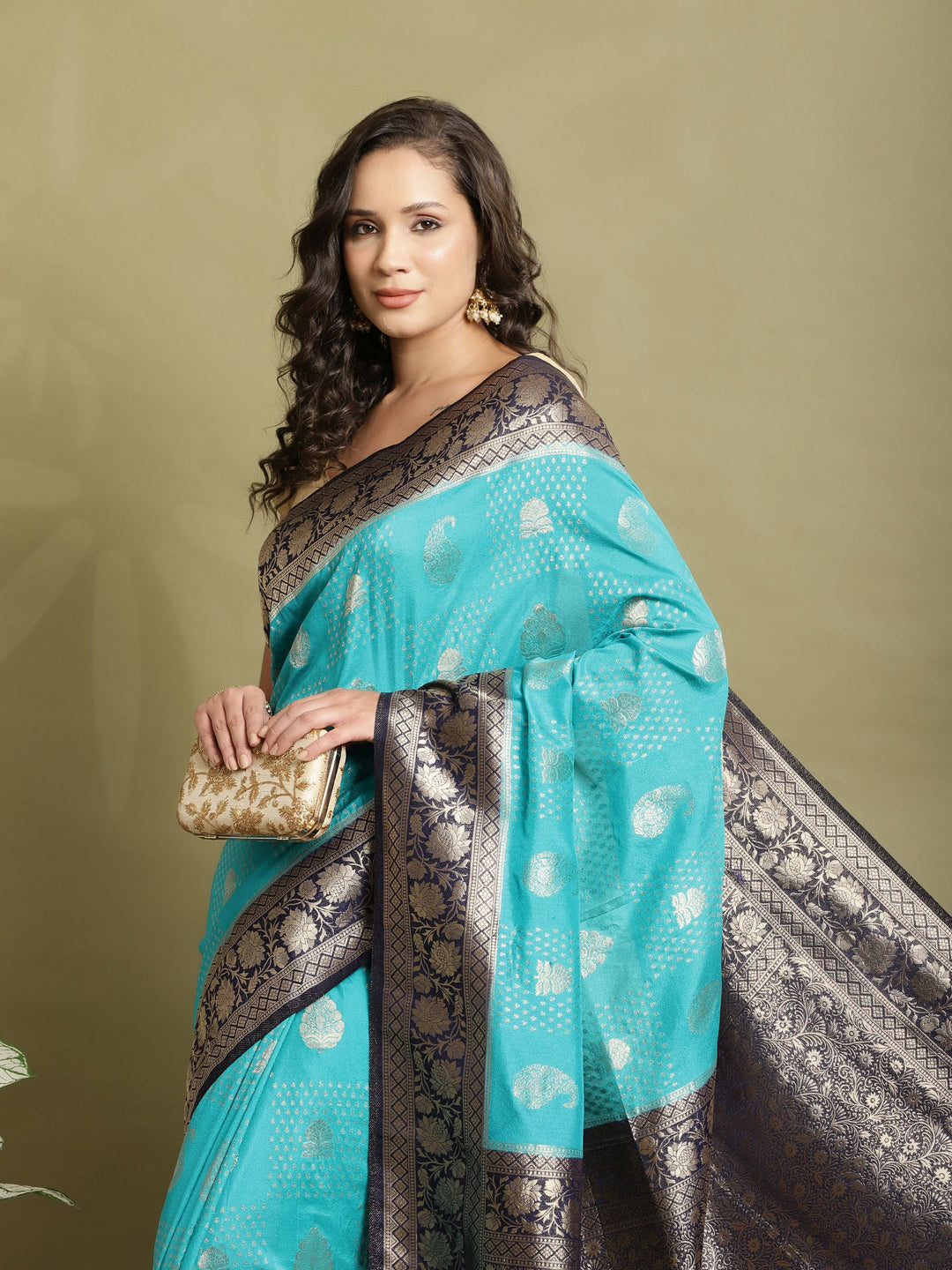 Zari Booti Woven  Crepe Saree