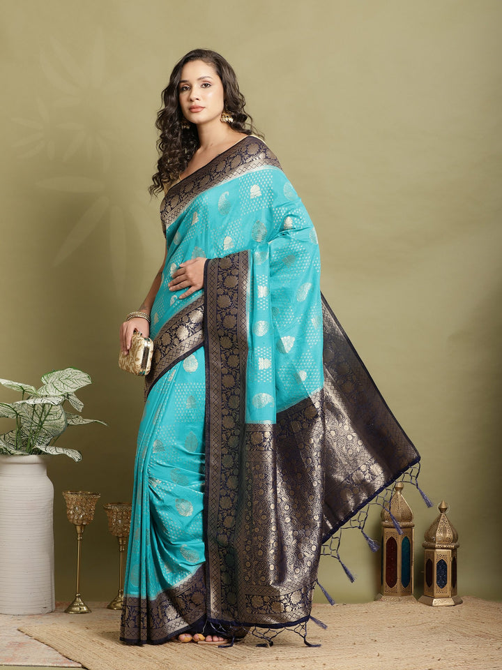 Zari Booti Woven  Crepe Saree