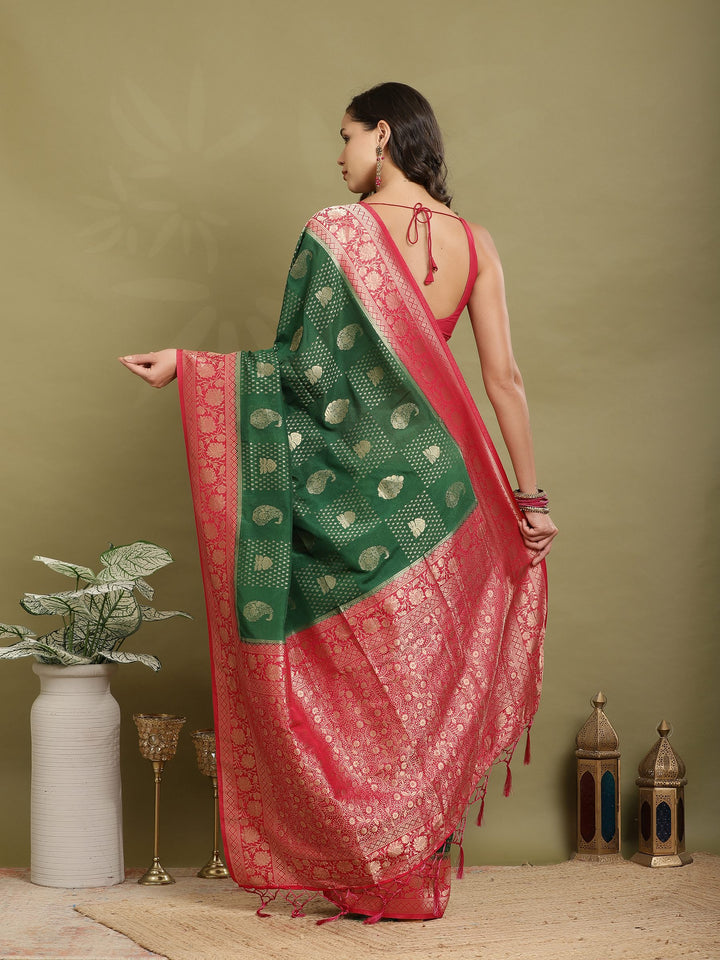 Zari Booti Woven  Crepe Saree