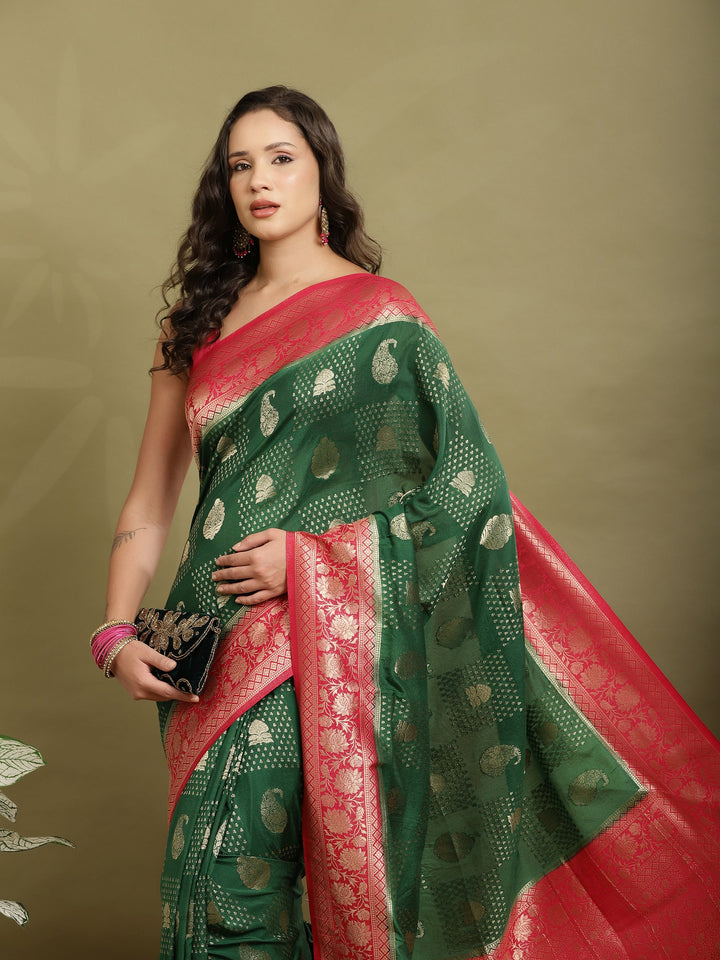 Zari Booti Woven  Crepe Saree