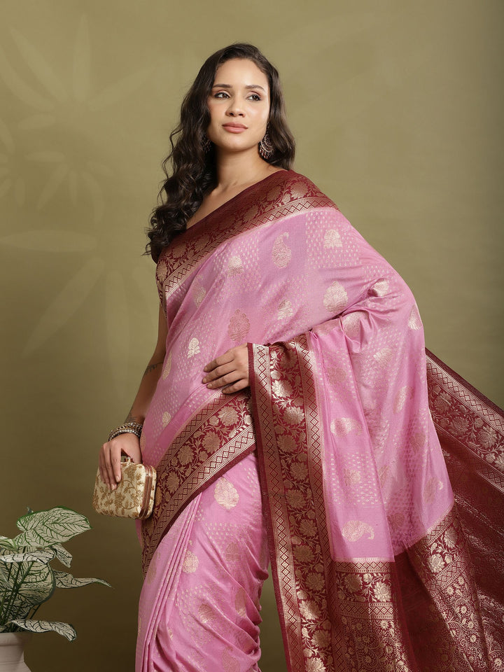 Zari Booti Woven  Crepe Saree