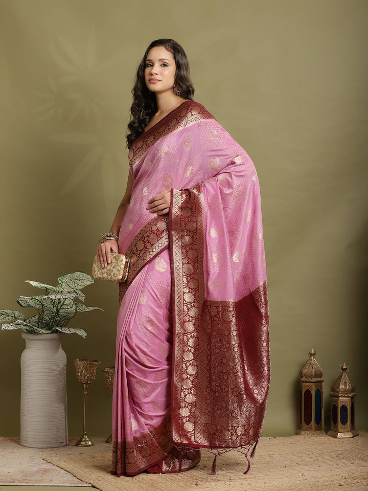 Zari Booti Woven  Crepe Saree