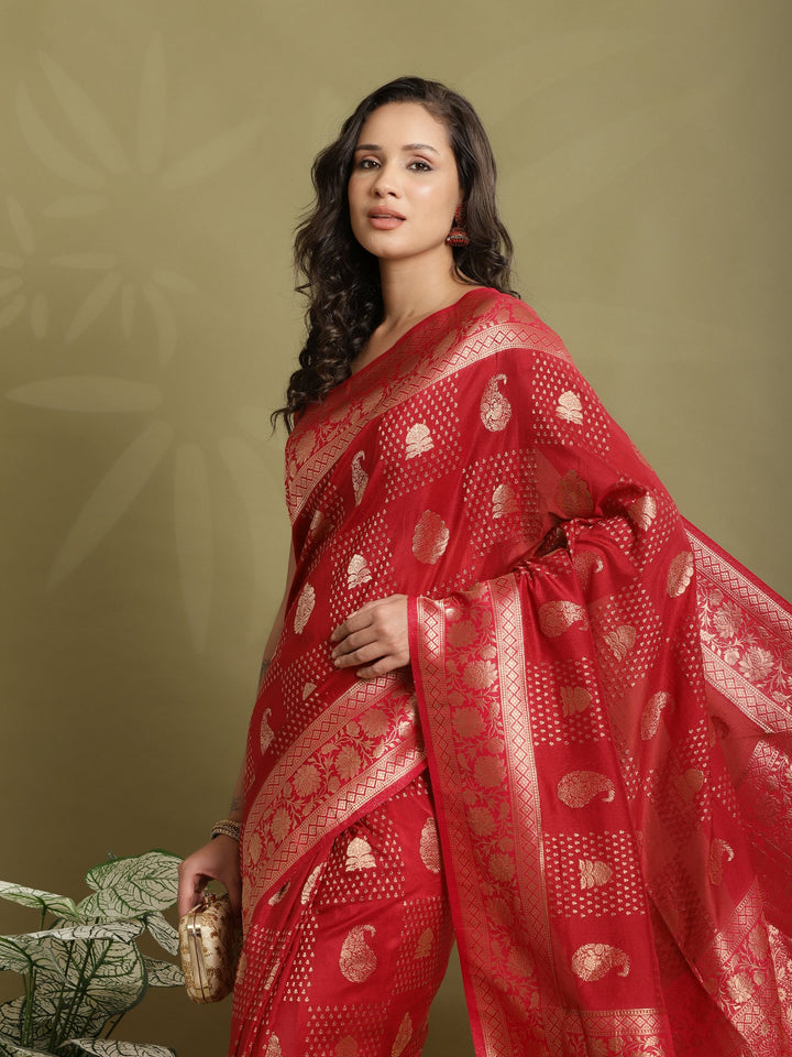 Zari Booti Woven  Crepe Saree