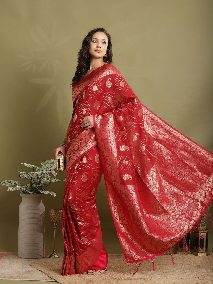 Zari Booti Woven  Crepe Saree