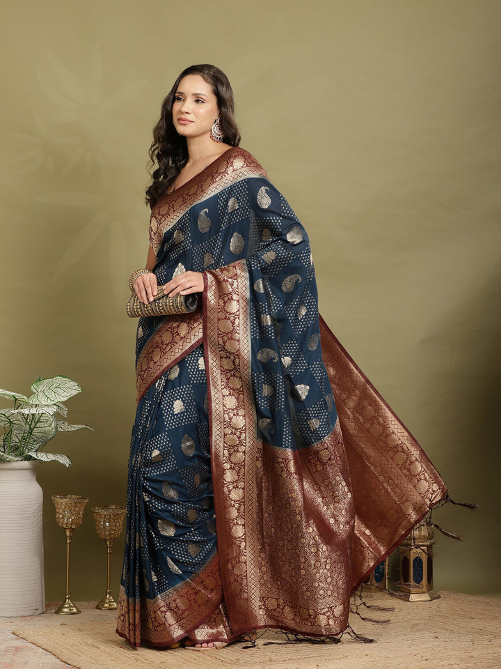 Zari Booti Woven  Crepe Saree