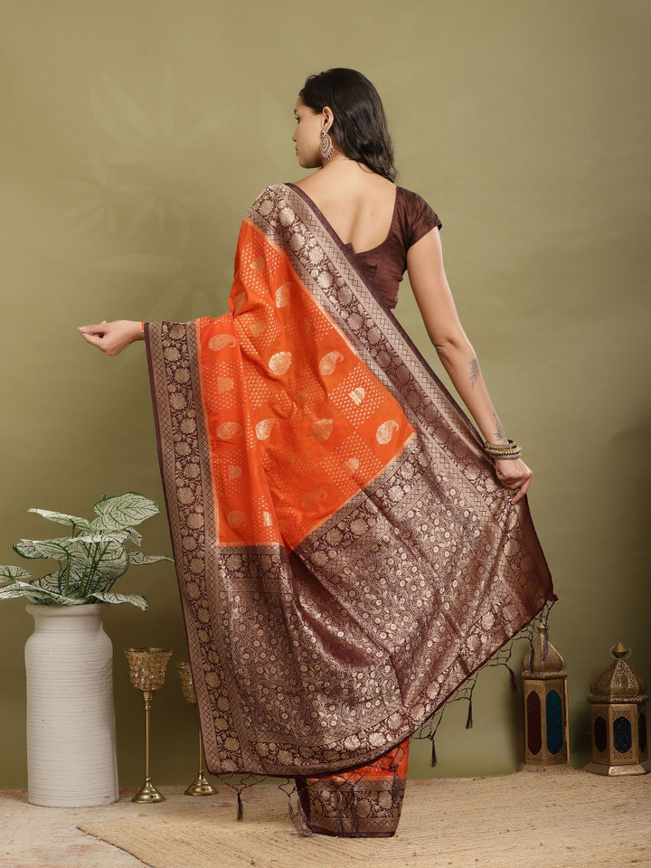 Zari Booti Woven  Crepe Saree
