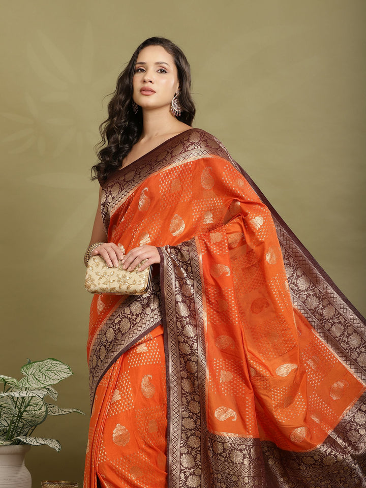 Zari Booti Woven  Crepe Saree