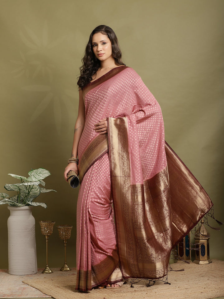 Zari Booti Woven  Crepe Saree