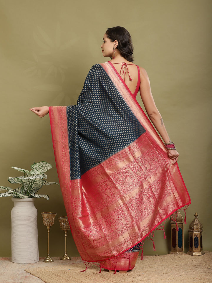 Zari Booti Woven  Crepe Saree