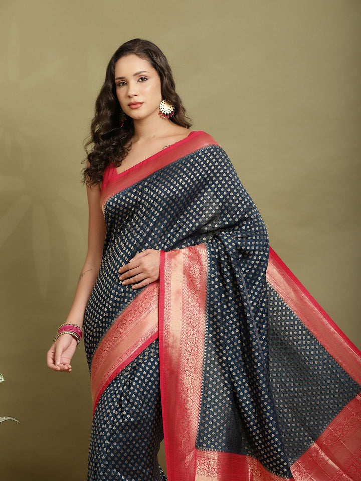 Zari Booti Woven  Crepe Saree