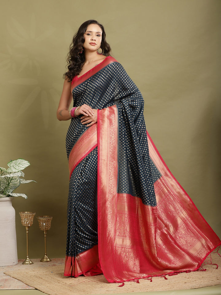 Zari Booti Woven  Crepe Saree
