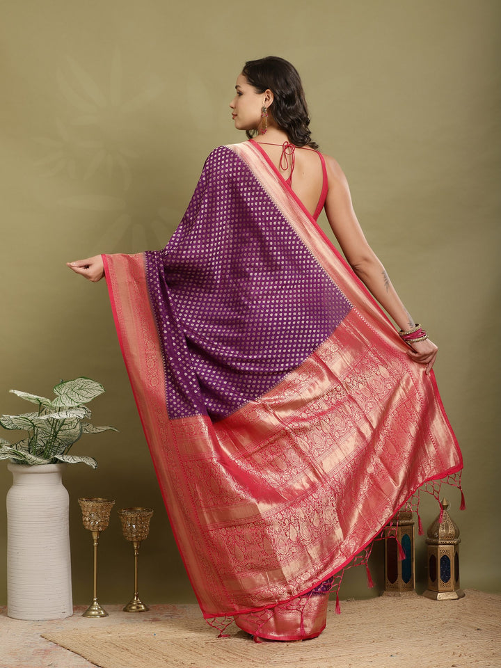 Zari Booti Woven  Crepe Saree