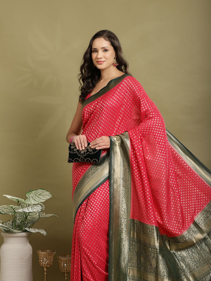 Zari Booti Woven  Crepe Saree