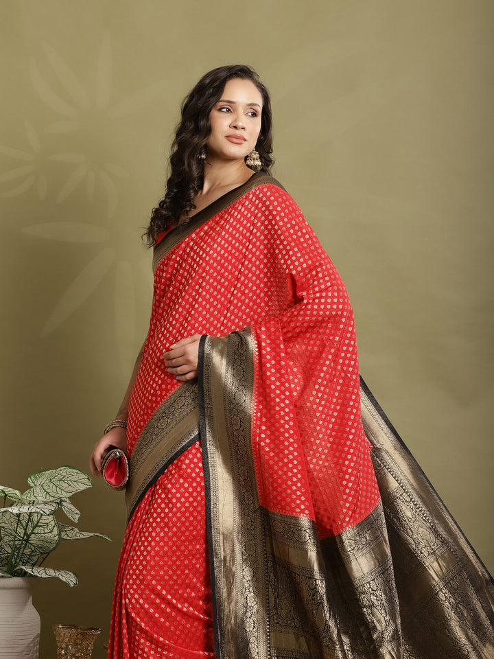 Zari Booti Woven  Crepe Saree