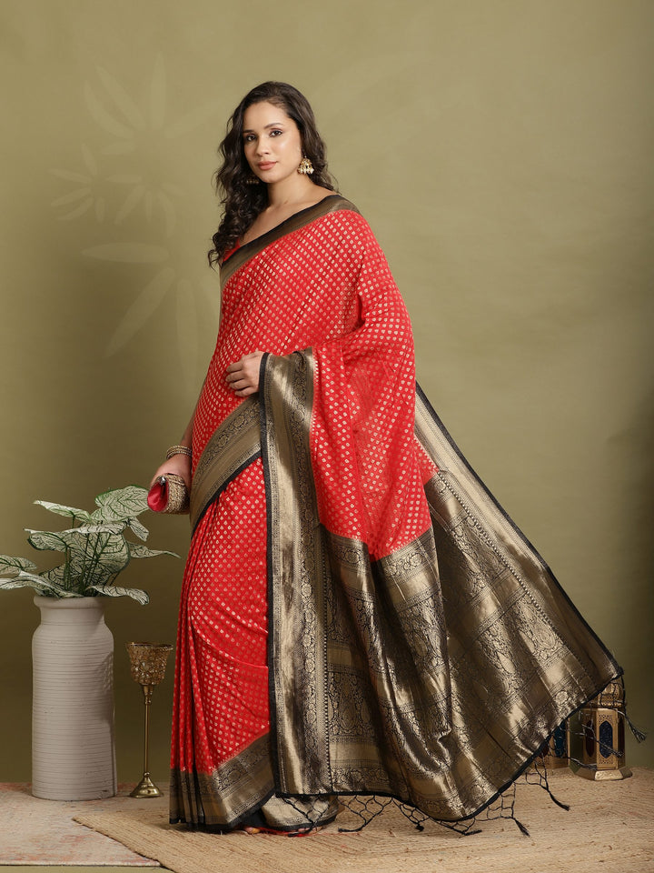 Zari Booti Woven  Crepe Saree