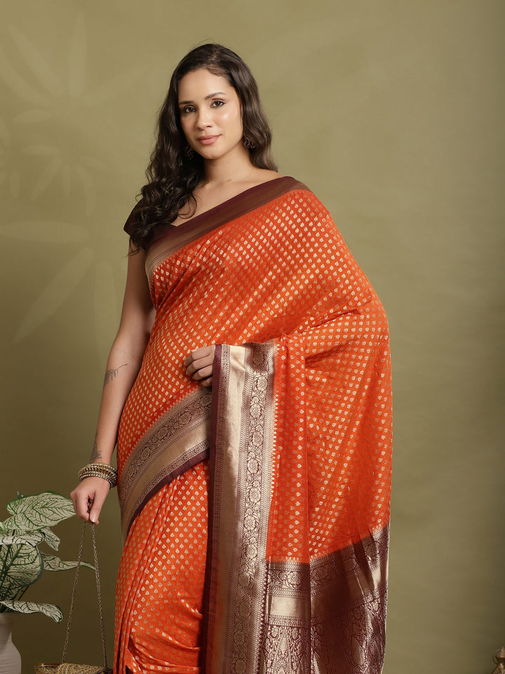 Zari Booti Woven  Crepe Saree