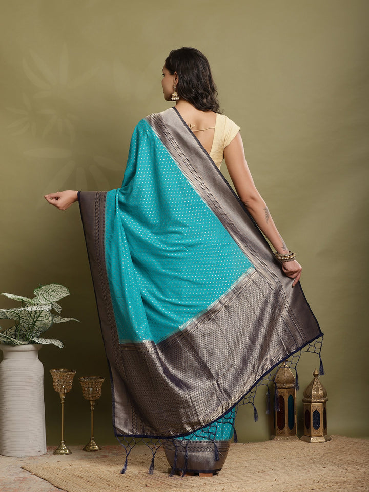 Zari Booti Woven  Crepe Saree