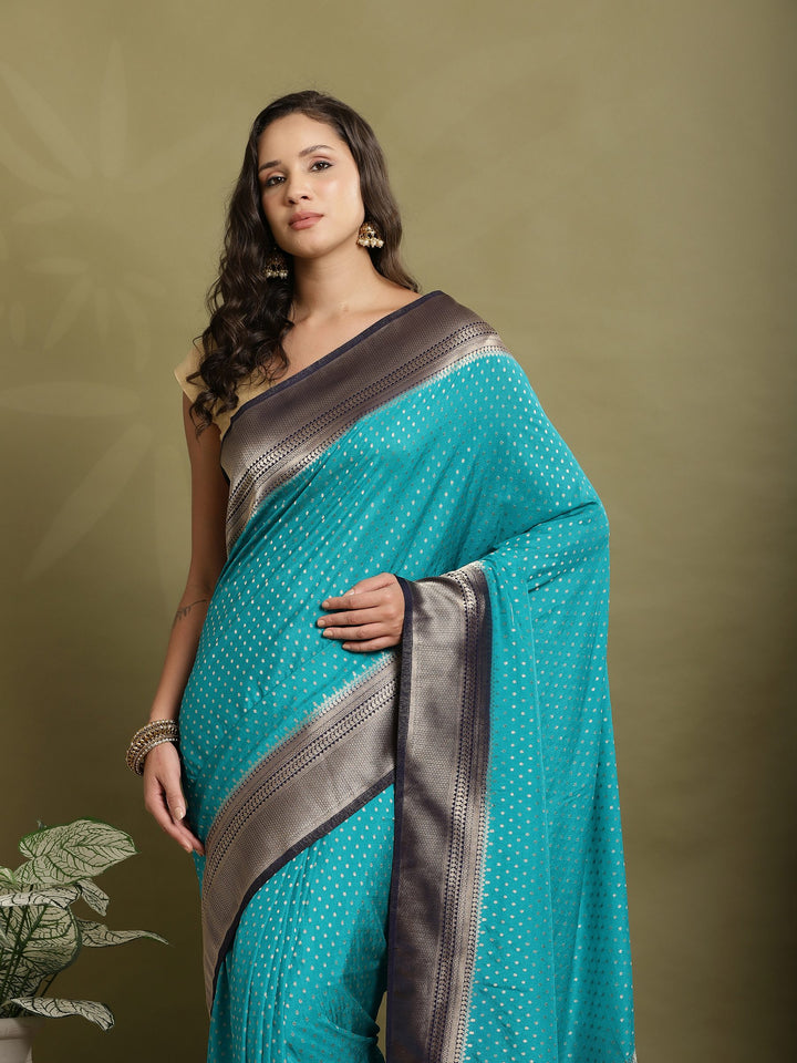 Zari Booti Woven  Crepe Saree