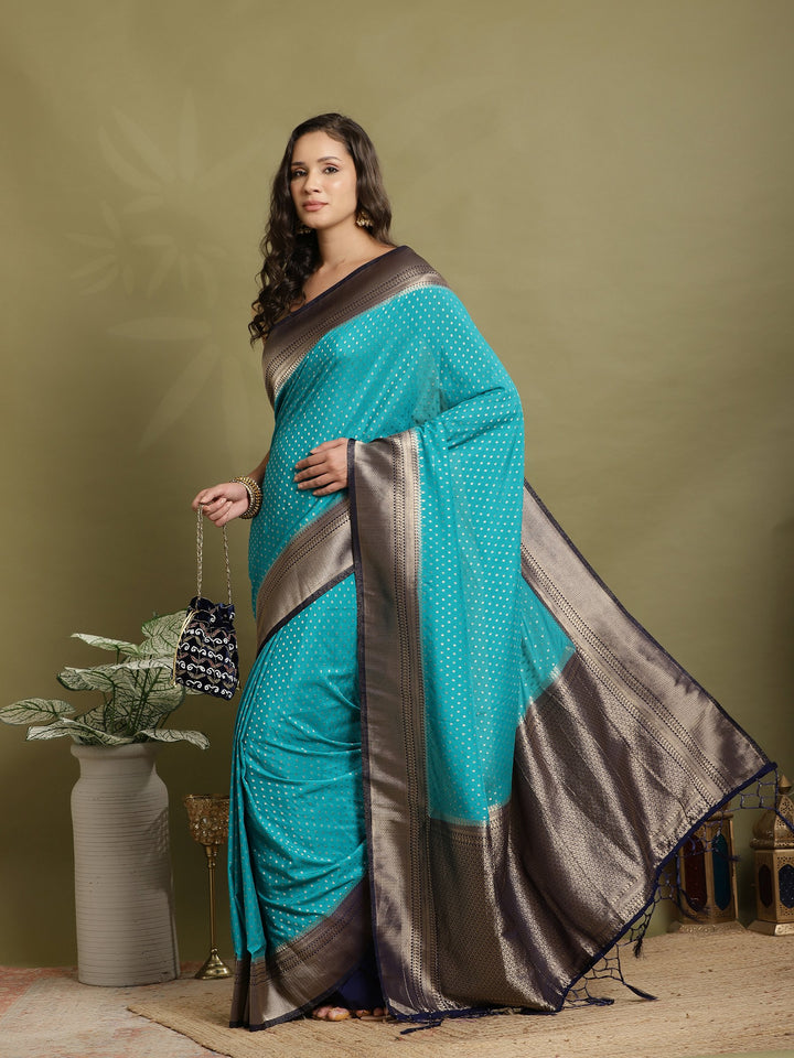 Zari Booti Woven  Crepe Saree