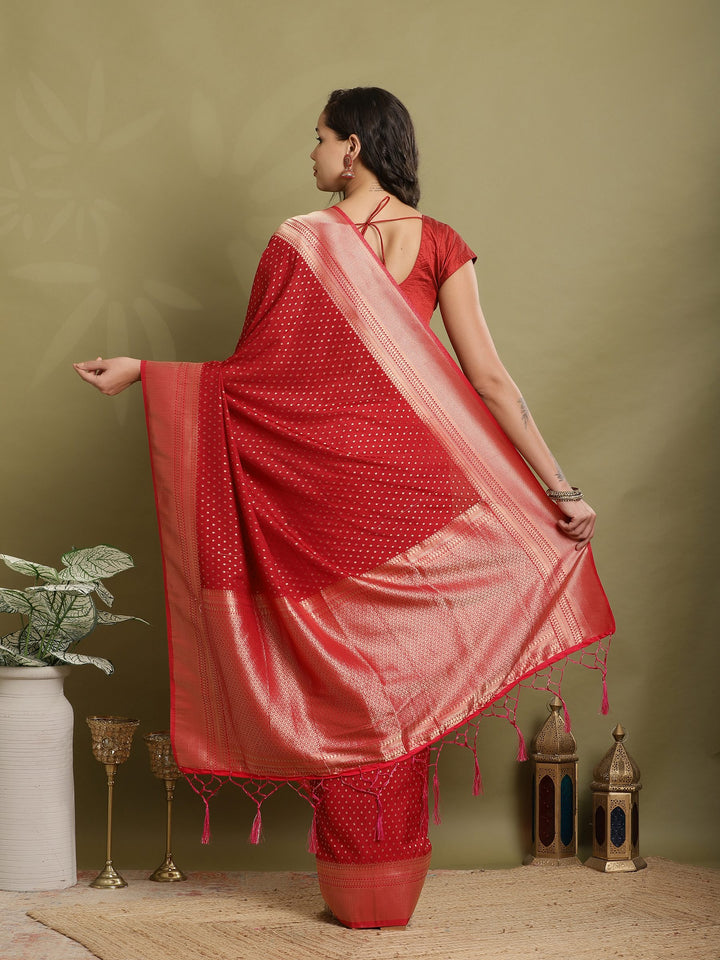 Zari Booti Woven  Crepe Saree