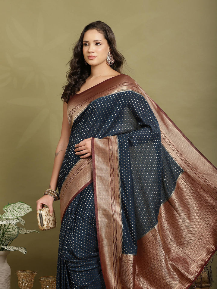 Zari Booti Woven  Crepe Saree