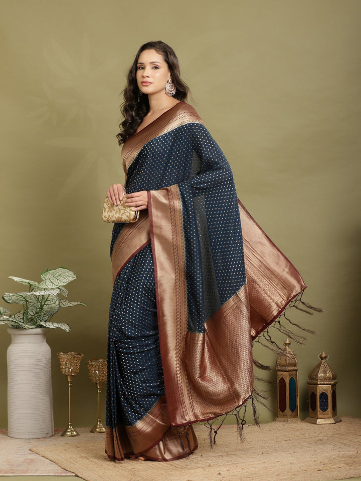 Zari Booti Woven  Crepe Saree