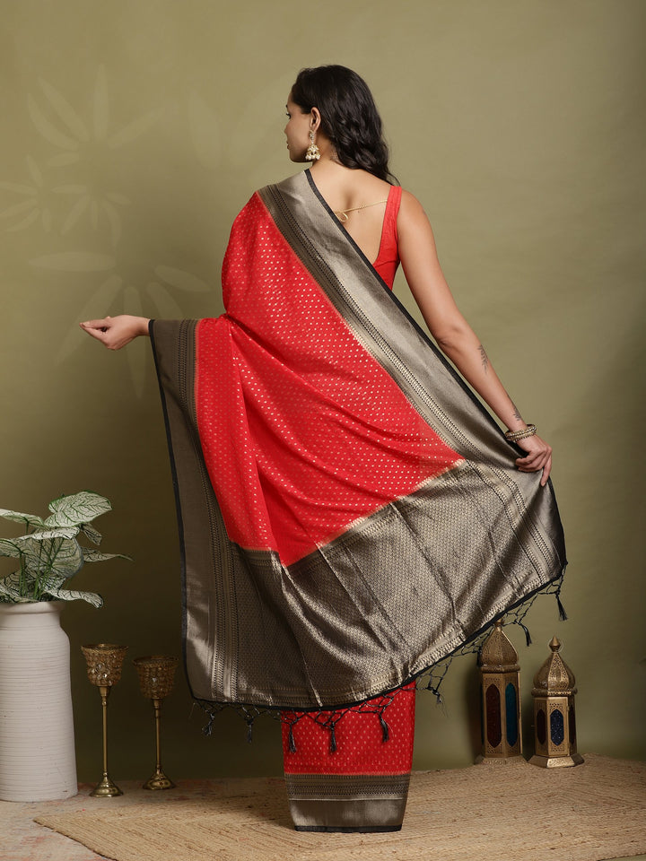 Zari Booti Woven  Crepe Saree
