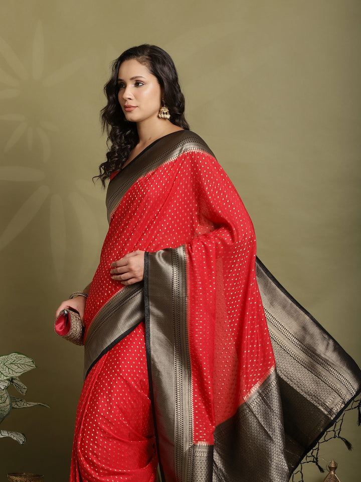 Zari Booti Woven  Crepe Saree