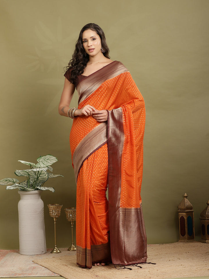 Zari Booti Woven  Crepe Saree