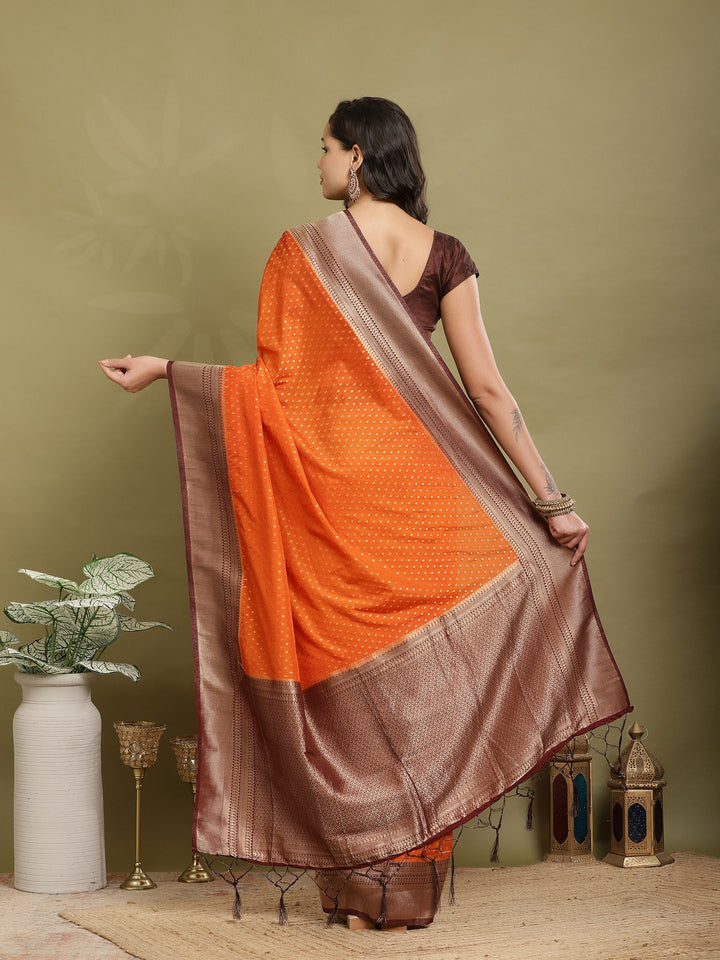 Zari Booti Woven  Crepe Saree