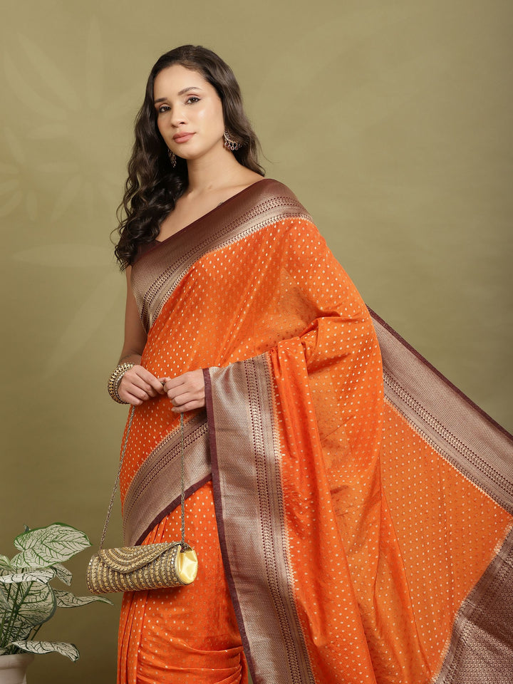 Zari Booti Woven  Crepe Saree