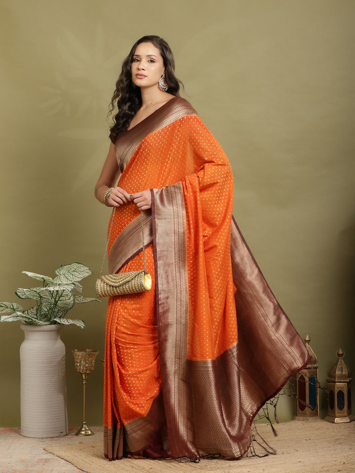 Zari Booti Woven  Crepe Saree