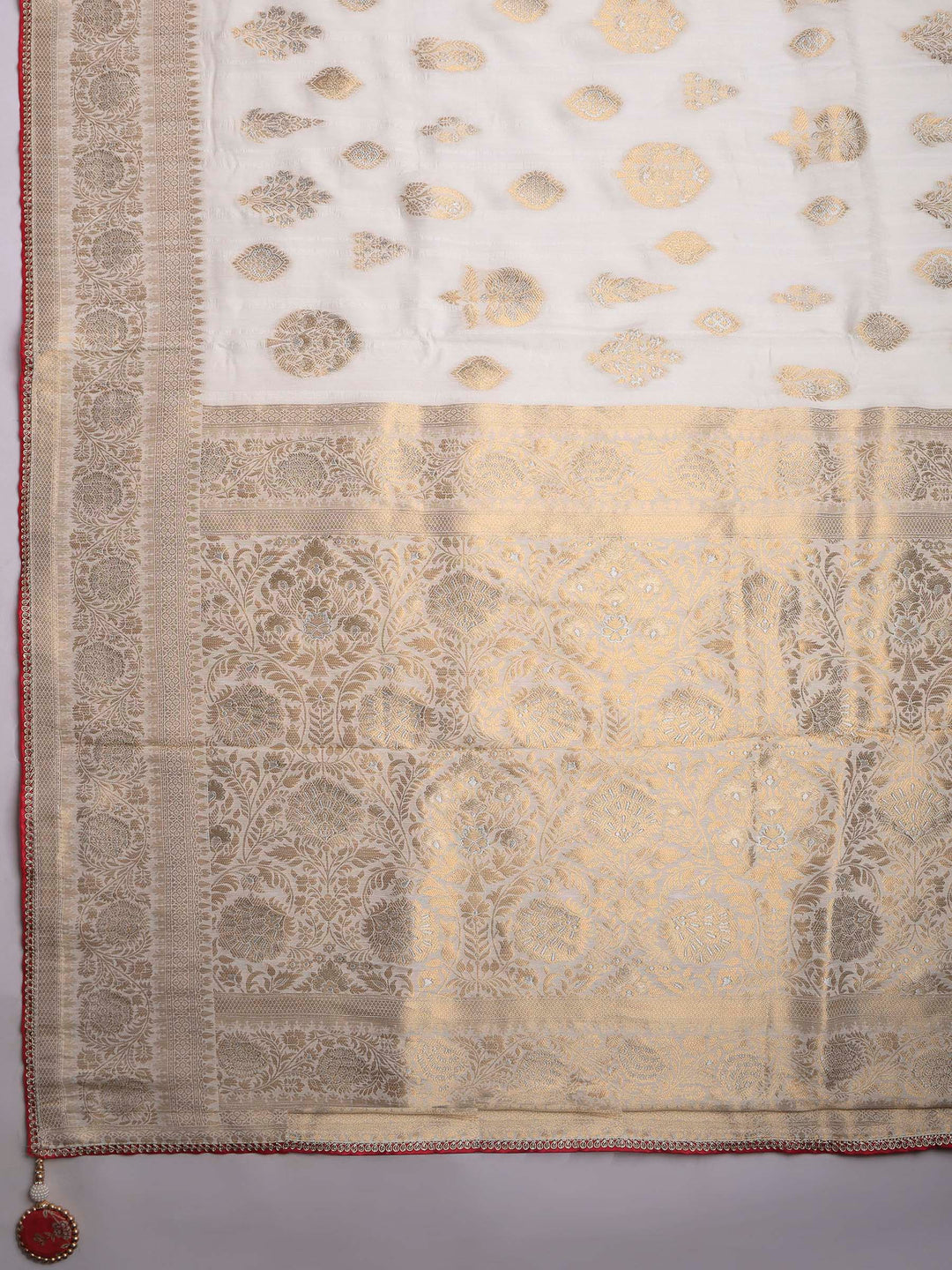 Cream Art Silk Printed Sarees