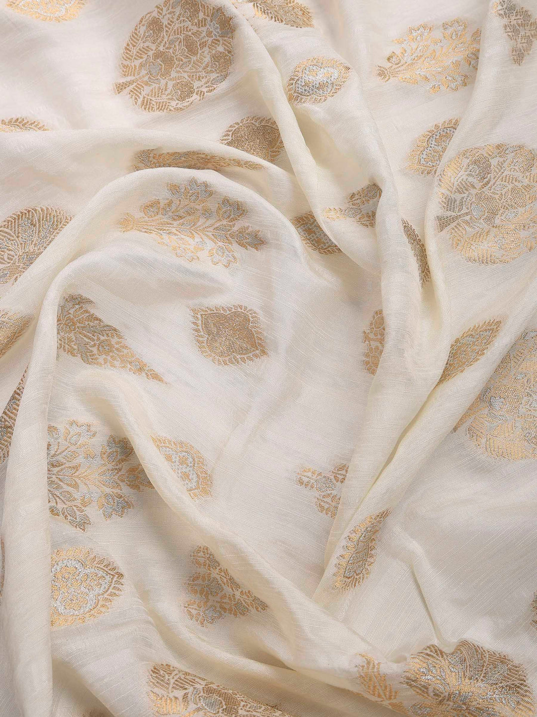 Cream Art Silk Printed Sarees