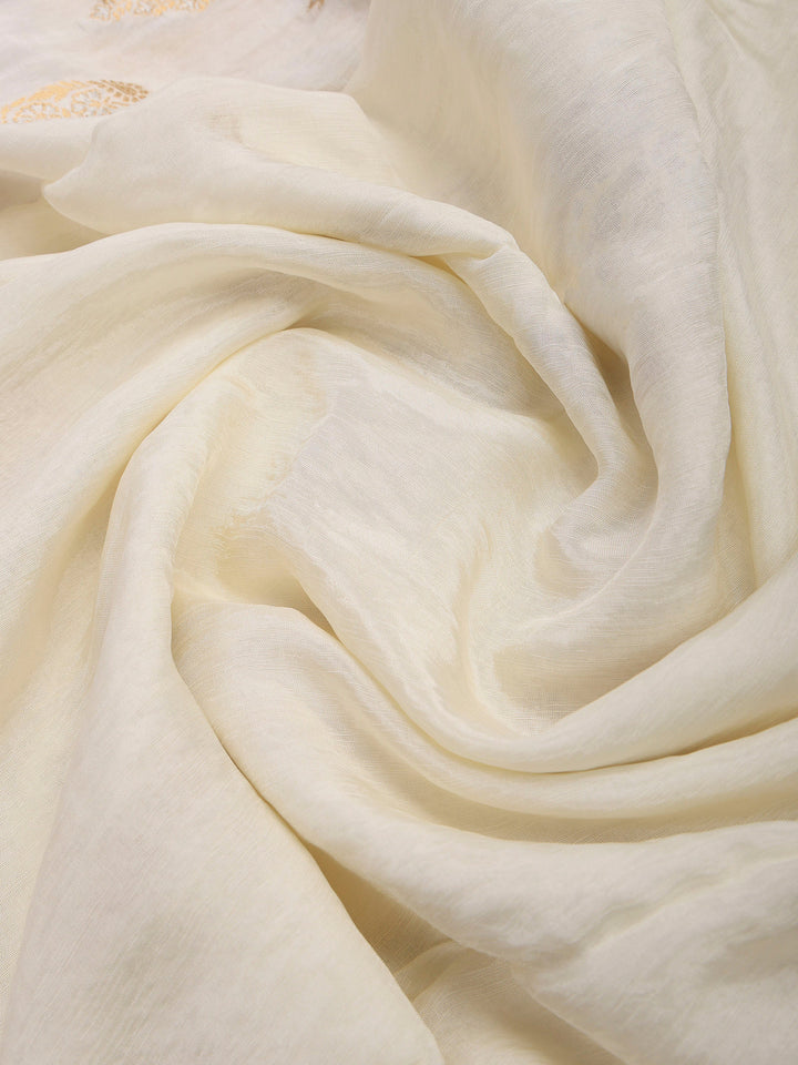Cream Art Silk Printed Sarees