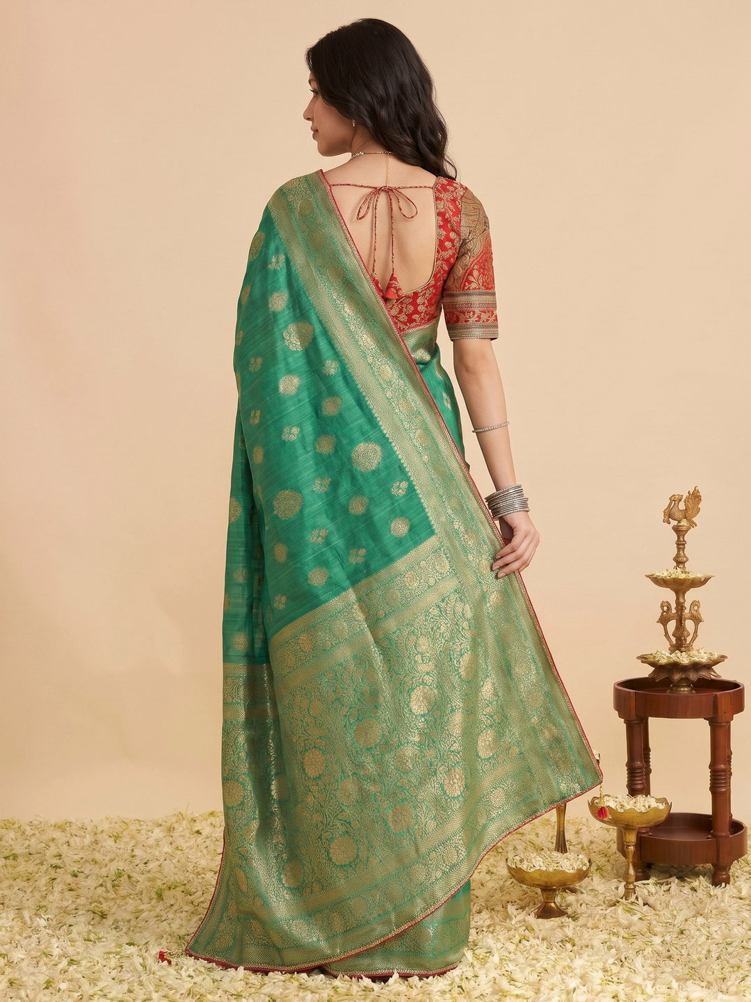Green Art Silk Printed Sarees