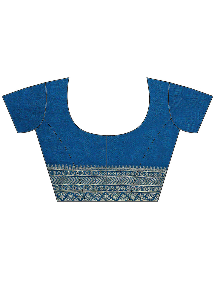 Peacock Blue Art Silk Printed Sarees