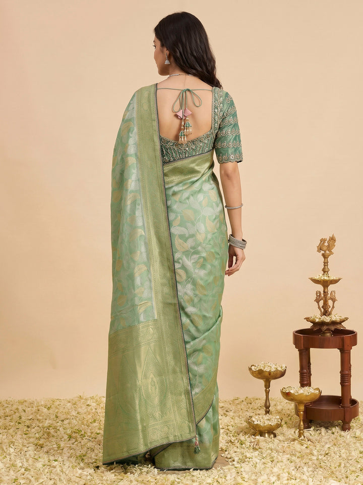 Sea Green Art Silk Printed Sarees