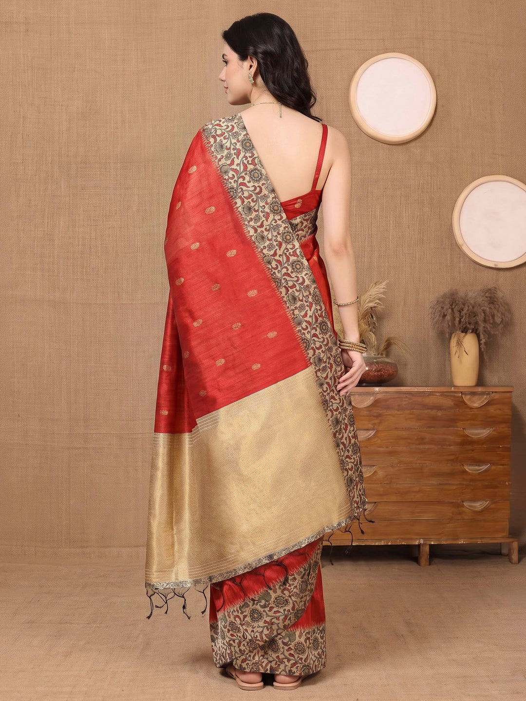 Maroon Art Silk Printed Saree