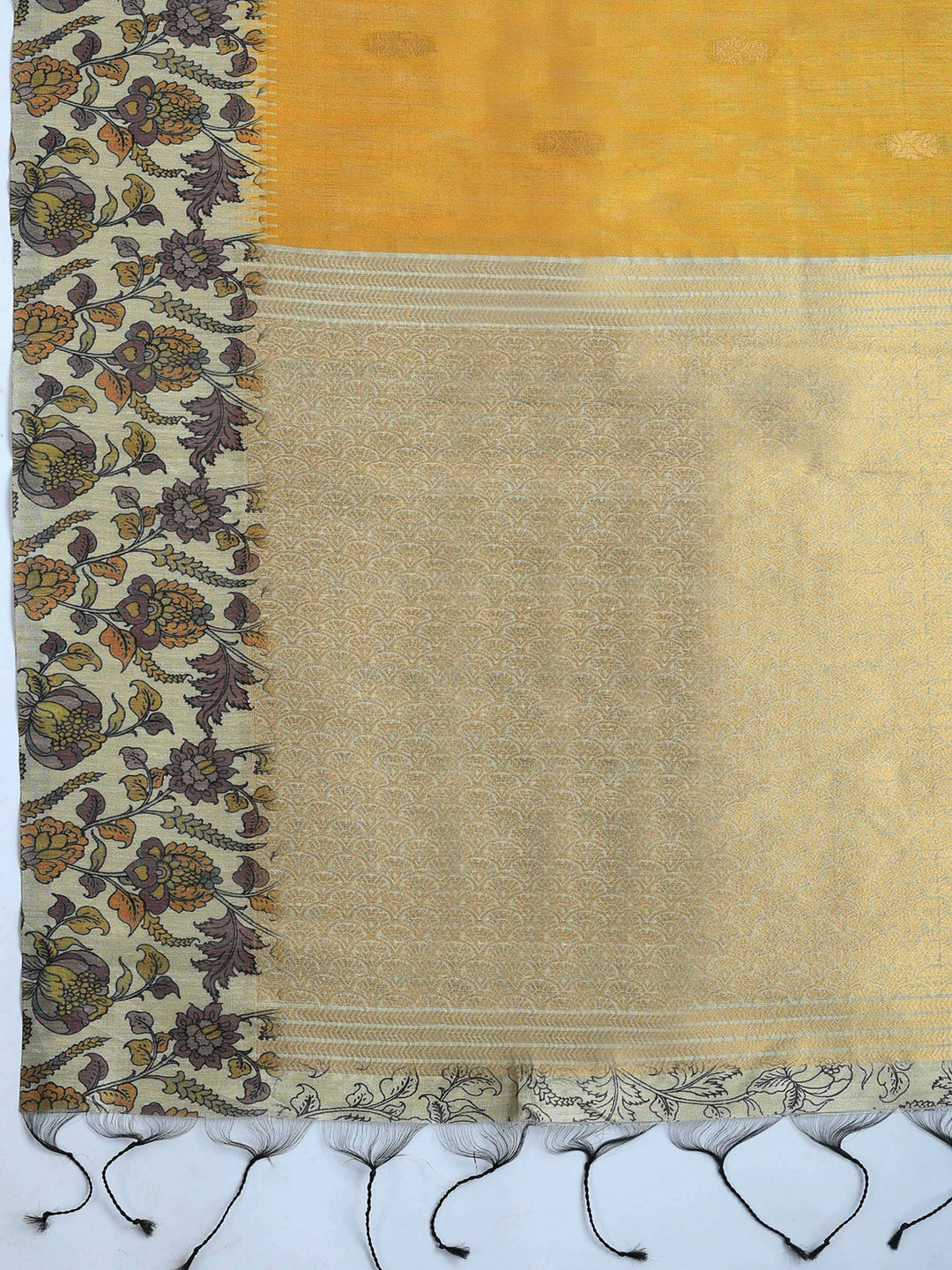 Mustard Art Silk Printed Saree