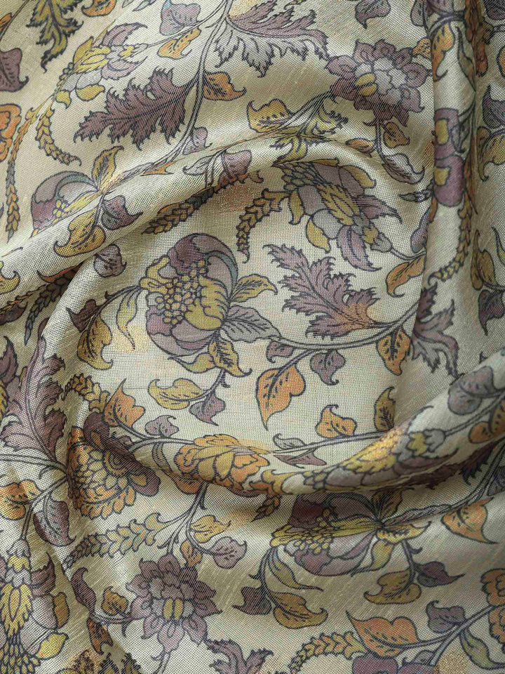 Mustard Art Silk Printed Saree