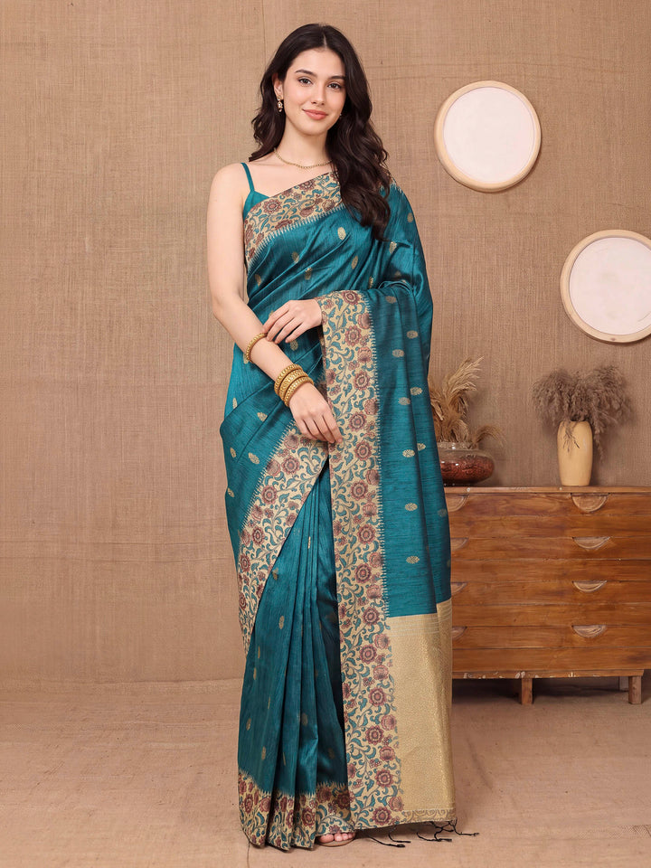 Rama-Green Art Silk Printed Saree