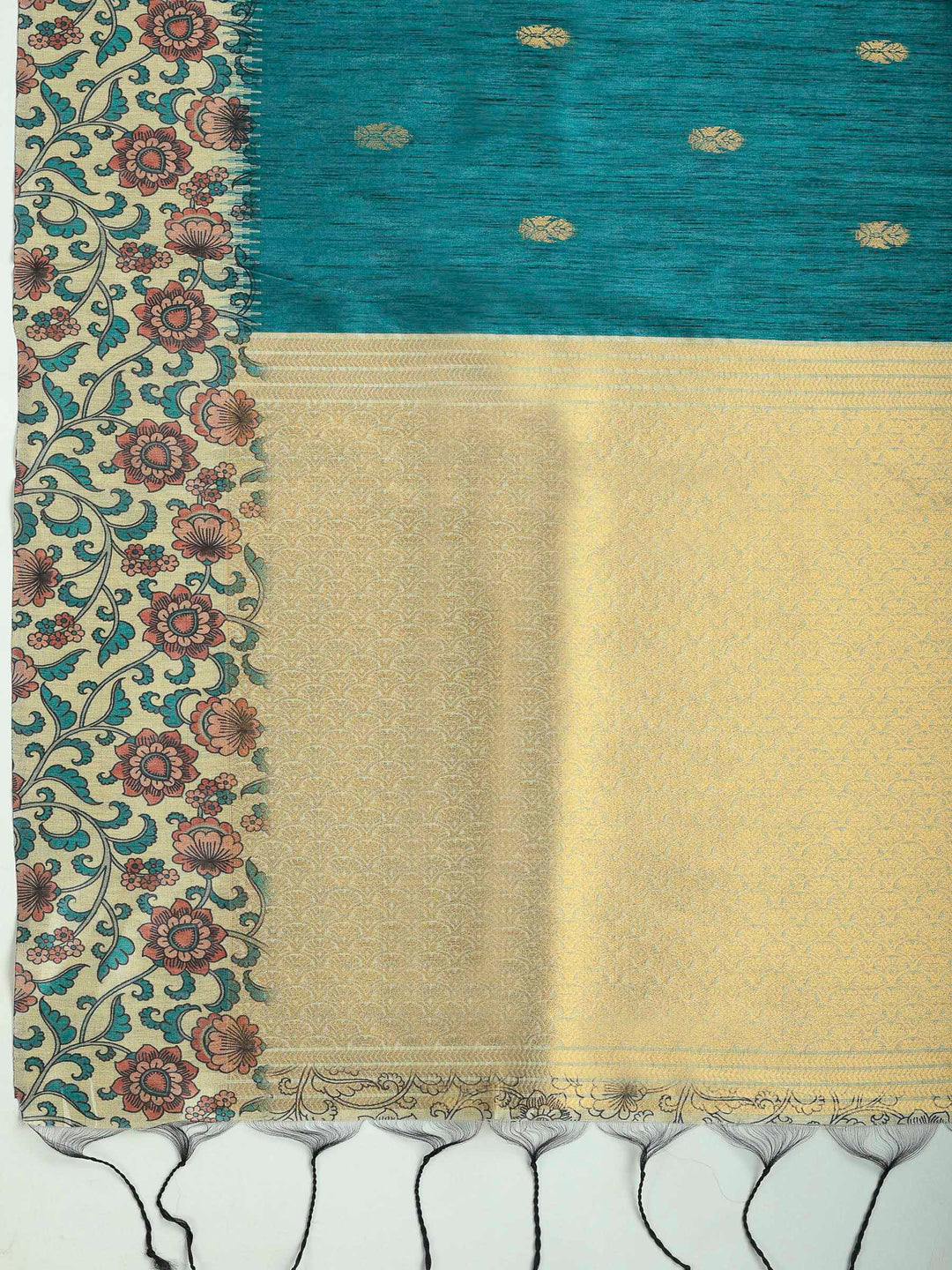 Rama-Green Art Silk Printed Saree