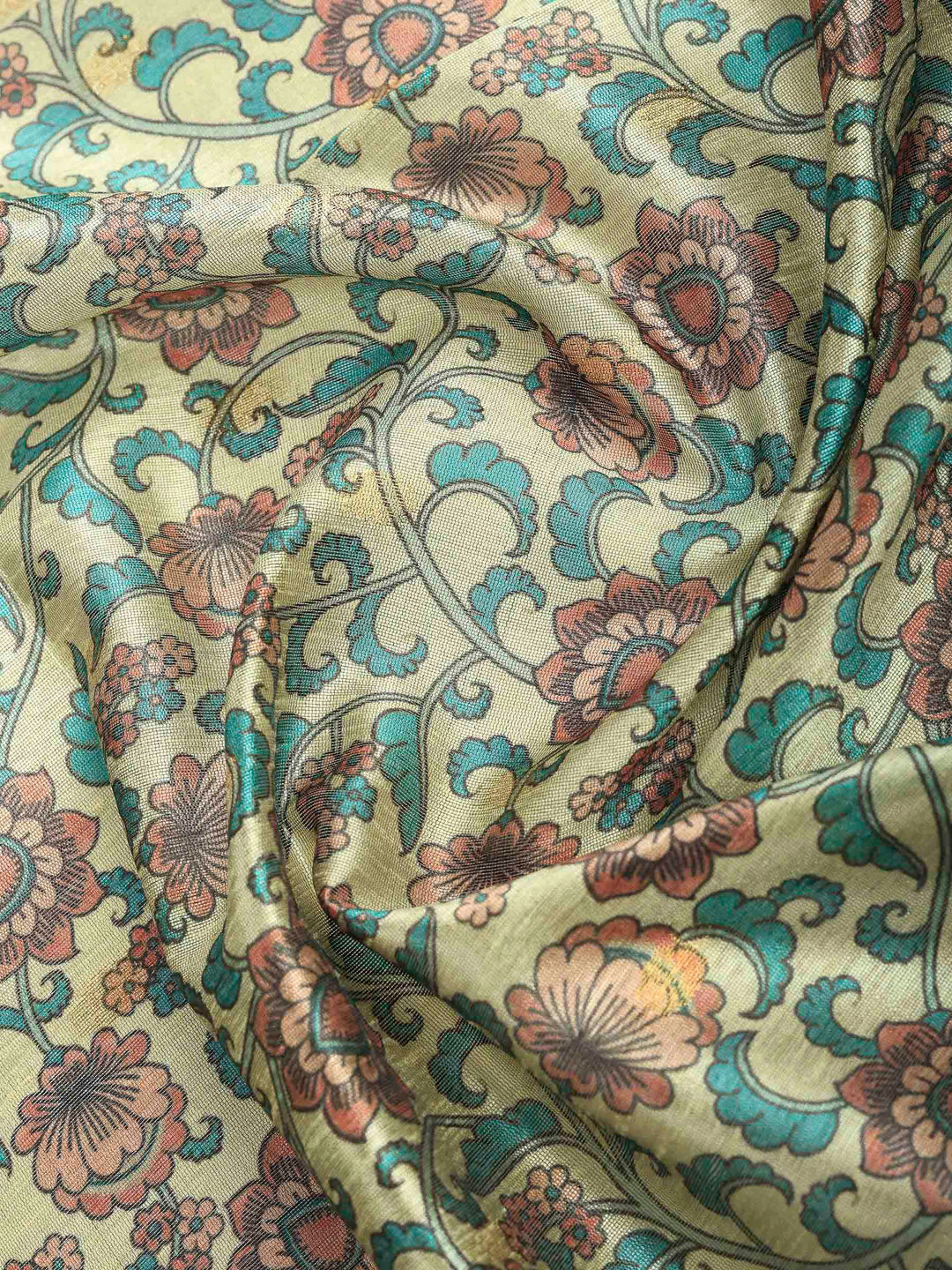 Rama-Green Art Silk Printed Saree