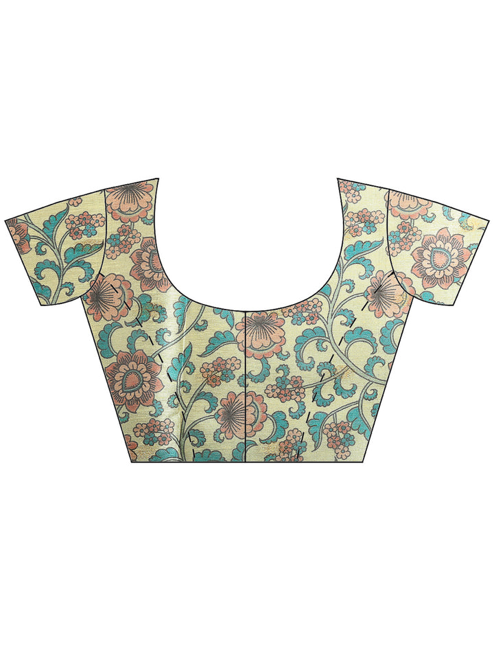 Rama-Green Art Silk Printed Saree