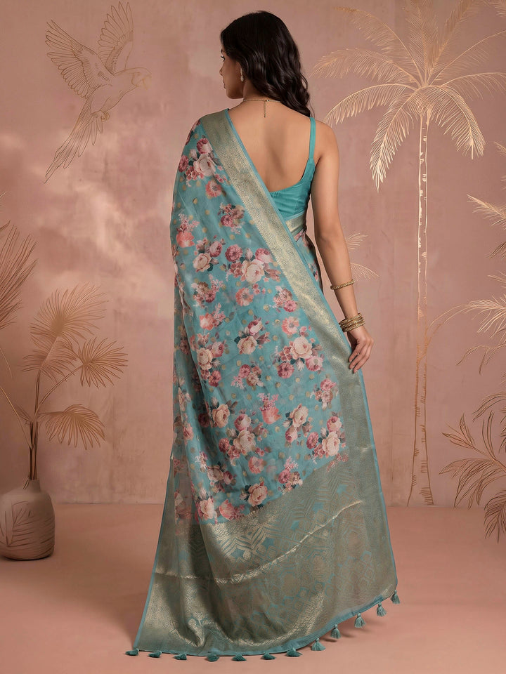 Green Art Silk Printed Saree