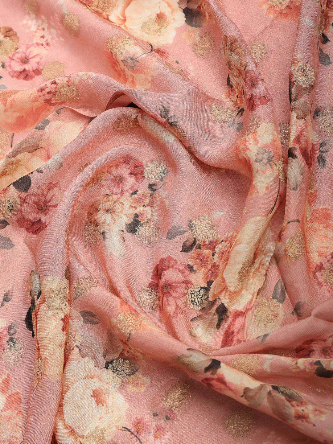 Peach Art Silk Printed Saree